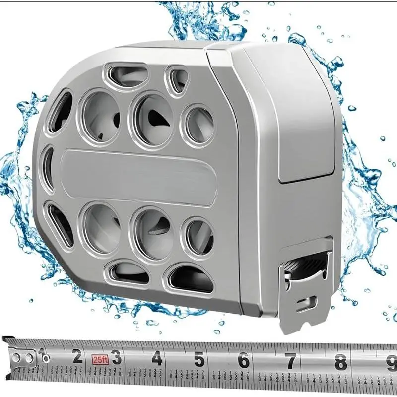 25Ft/7.5M New Design Hollow Auto lock Tape measure, Anti-Fall Wear-Resistant Stainless Steel Tape Measure,Double-Sided Scale, Hollow Design Titanium Waterproof Tape measures with Magnetic Bottom