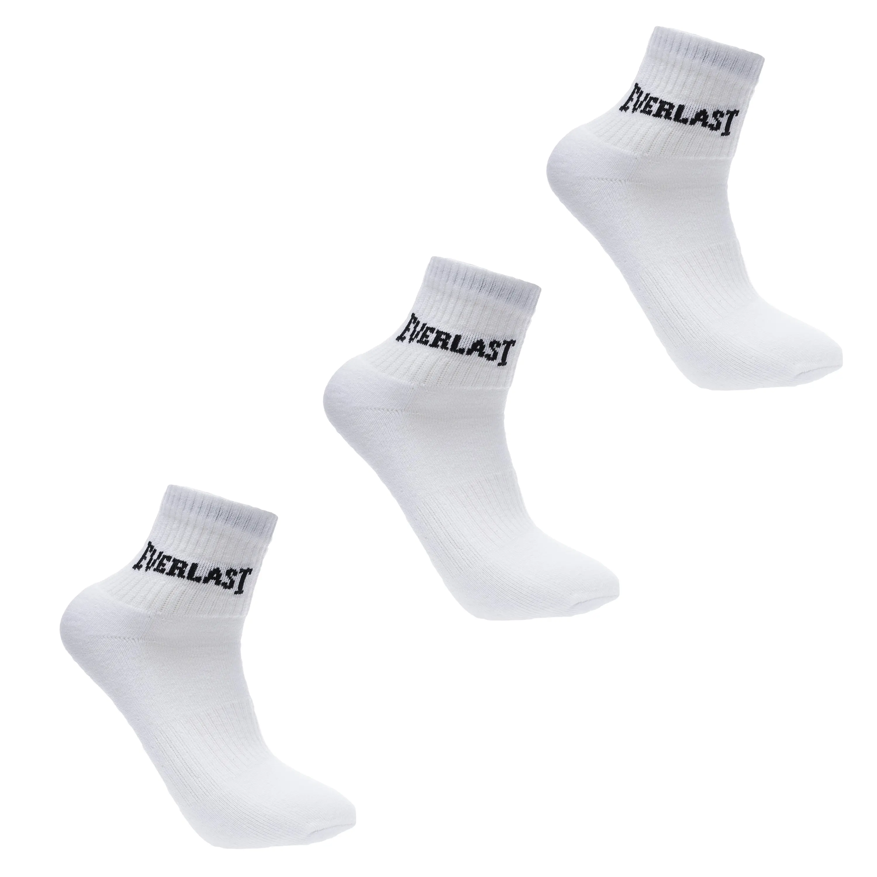 Everlast Men's Supportive Quarter Length Socks, 3-Pack - Flexible Knit, Gym-Tough Hold, Male Martial Arts & Intense Workout Ready, Adult Casual Trainer Compatible