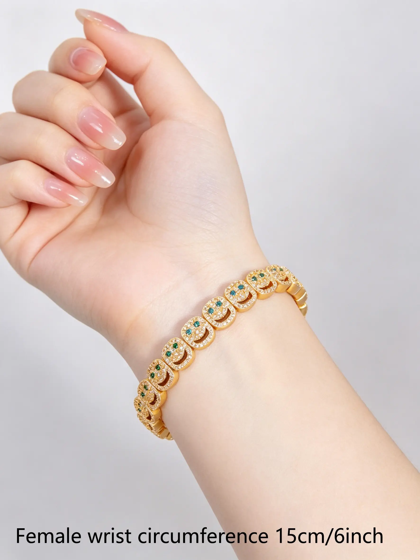 Smiley Face Stretch Tennis Bracelet, Elastic Bracelets, Hip Hop Trendy Style, Micro Pave Colored Zircon, Unisex, Perfect for Couple Gifts, All Seasons