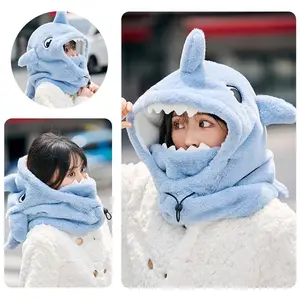 Cute Shark Ski Helmet Cover – Soft Fleece Warm Hat, Cartoon Windproof Winter Skiing Accessory