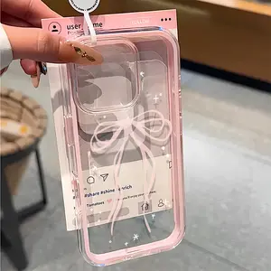 Transparent Pink Bow Jelly Phone Case for iPhone 11–16 Pro Max |   Slim, Soft TPU Cover, Cute & Protective, Stylish Gift for Girls