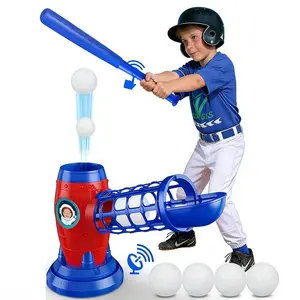 Kids Automatic Baseball Pitching Machine Set with Extendable Bat, 10 Balls, Easy Assembly, Outdoor Backyard Sports Toy for Boys & Girls, Helps Build Hand-Eye Coordination, Reaction Skills & Family Fun