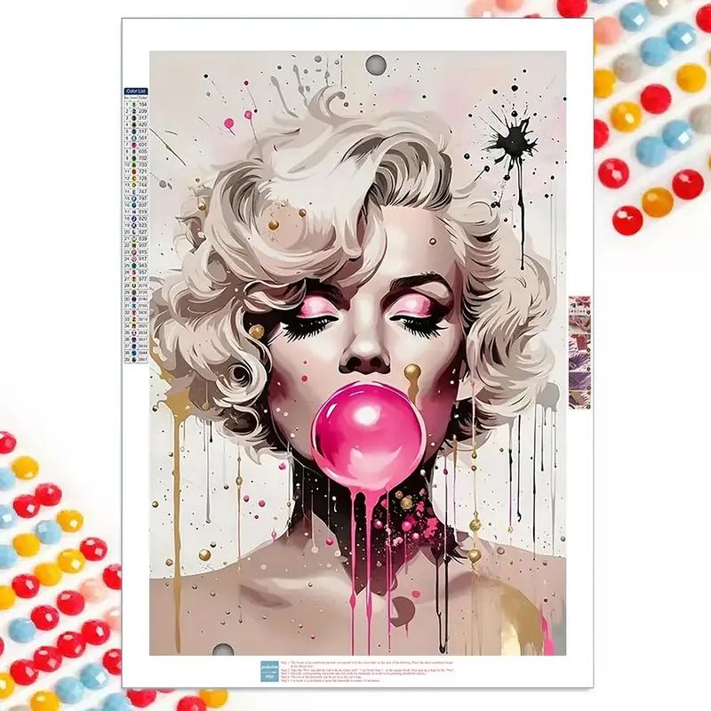 Marilyn Monroe Pattern DIY Diamond Arts Colorful Painting Kit without Frame, Handmade DIY Craft, DIY 5D Diamond Arts Colorful Painting Kit, Wall Art Decor for Home, Diamond Pattern Design, Diamond Painting Kits