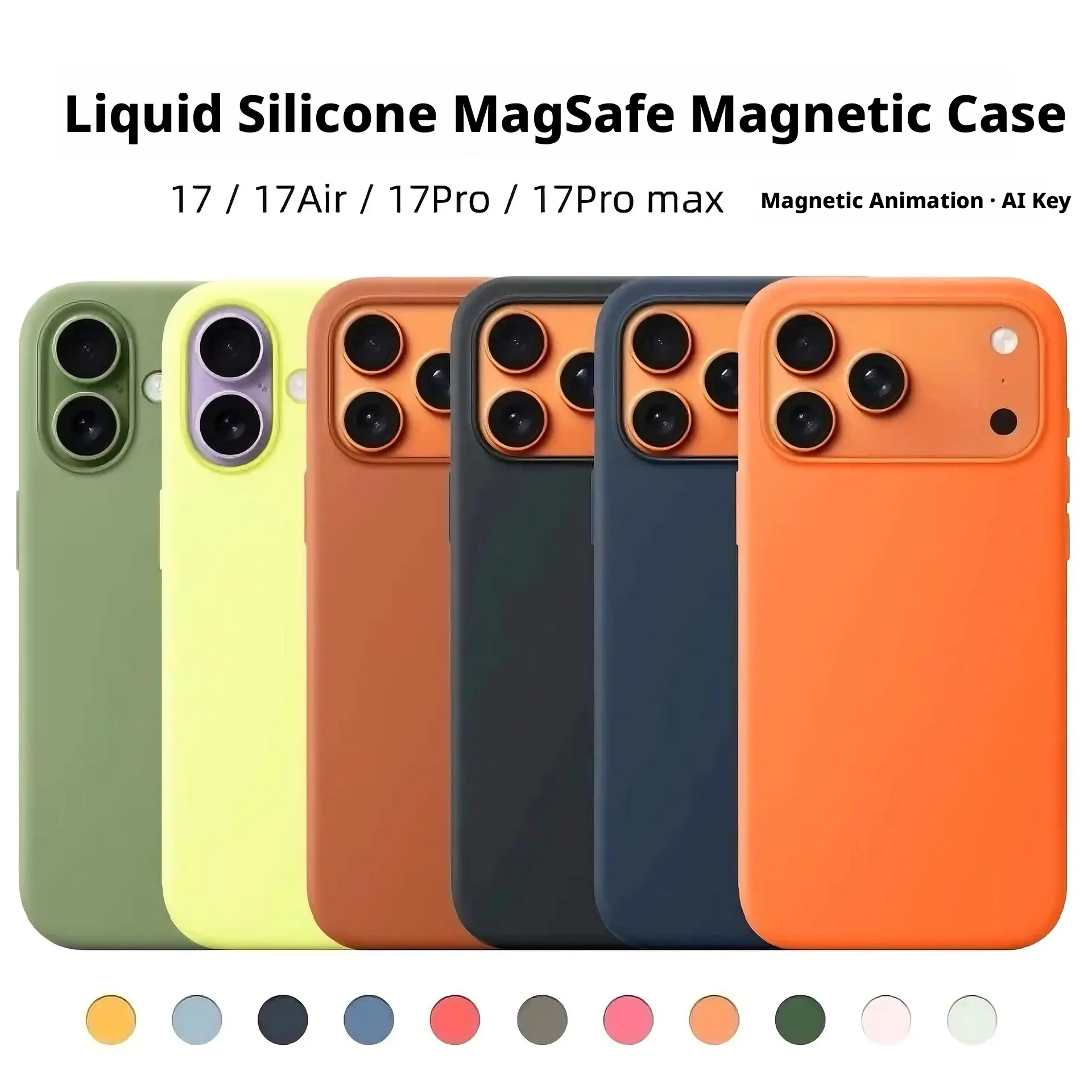 Liquid Silicone Magnetic Phone Case - Full Protection Casing for iPhone 17, iPhone 17 Pro Max, Mobile Phone Accessories Protector
