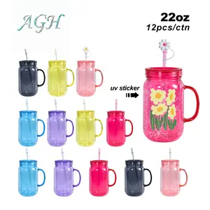 AGH US NEW Arrival 12pcs 22 OZ Acrylic double walled plastic snow globe lava drip mug tumbler for UV DTF custom