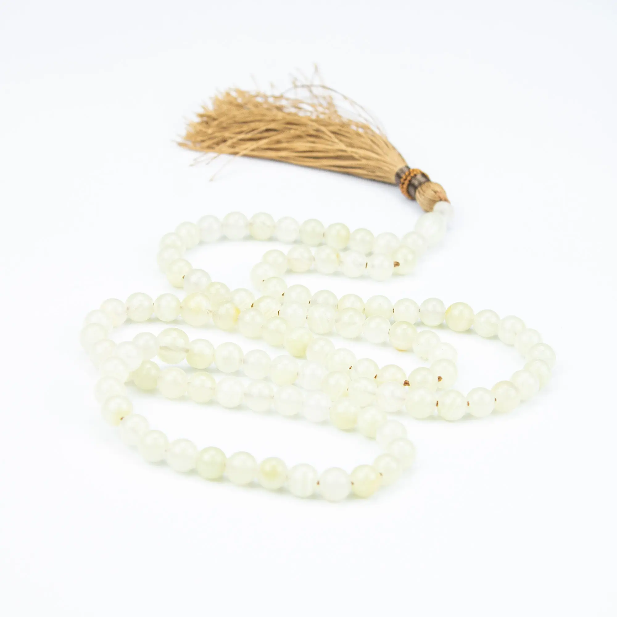 Calcite Tasbih 100 Beads – Natural Soft Yellow Prayer Beads – Handmade 8mm Misbaha