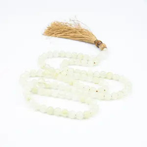 Calcite Tasbih 100 Beads – Natural Soft Yellow Prayer Beads – Handmade 8mm Misbaha