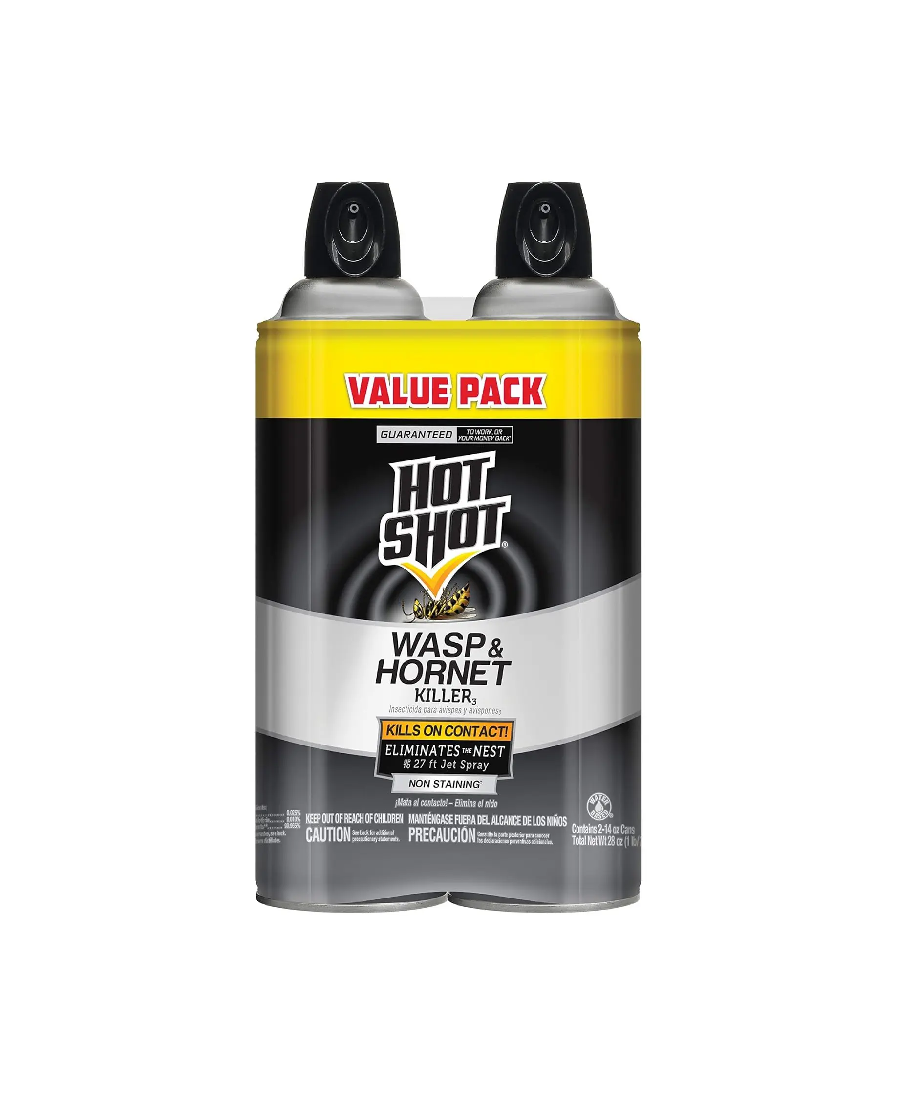 Hot Shot Wasp And Hornet Killer Aerosol, Up to 27-Foot Jet Spray, 14 Ounces, 2 Pack
