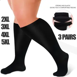 3 Pairs Plus Size Copper Sports Compression Socks for Women & Pregnancy & Men Better Best for Adult Nurses Athletic Running Nurses Hiking Cycling