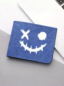 Men's Printed Canvas Bi-Fold Wallet, Multi-Function Credit Card Holder, Lightweight Portable Multicard Slot Short Wallet for Daily Use