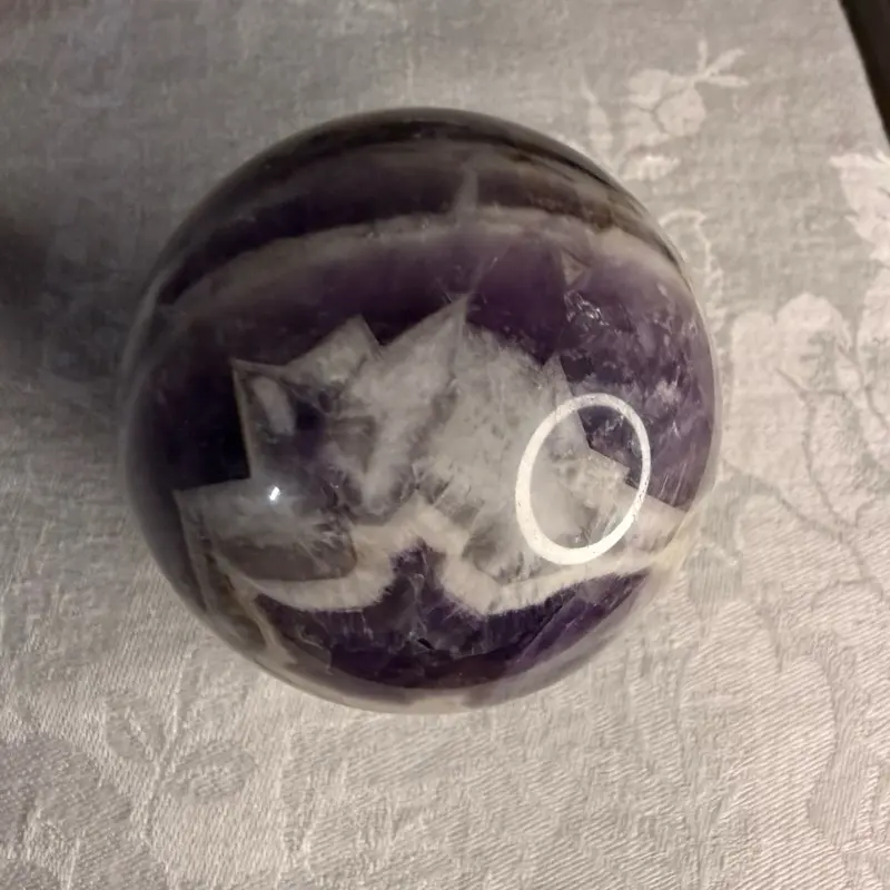Chevron Amethyst Sphere - Natural Crystal Decor for Home, Healing Crystal Sphere for Meditation and Energy Balancing