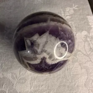 Chevron Amethyst Sphere - Natural Crystal Decor for Home, Healing Crystal Sphere for Meditation and Energy Balancing