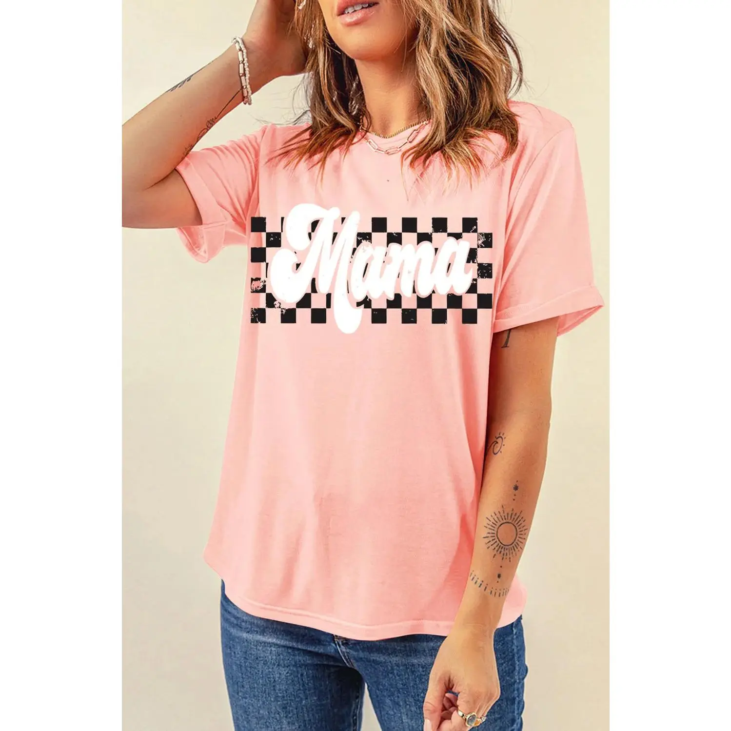 MAMA Round Neck Short Sleeve T-Shirt