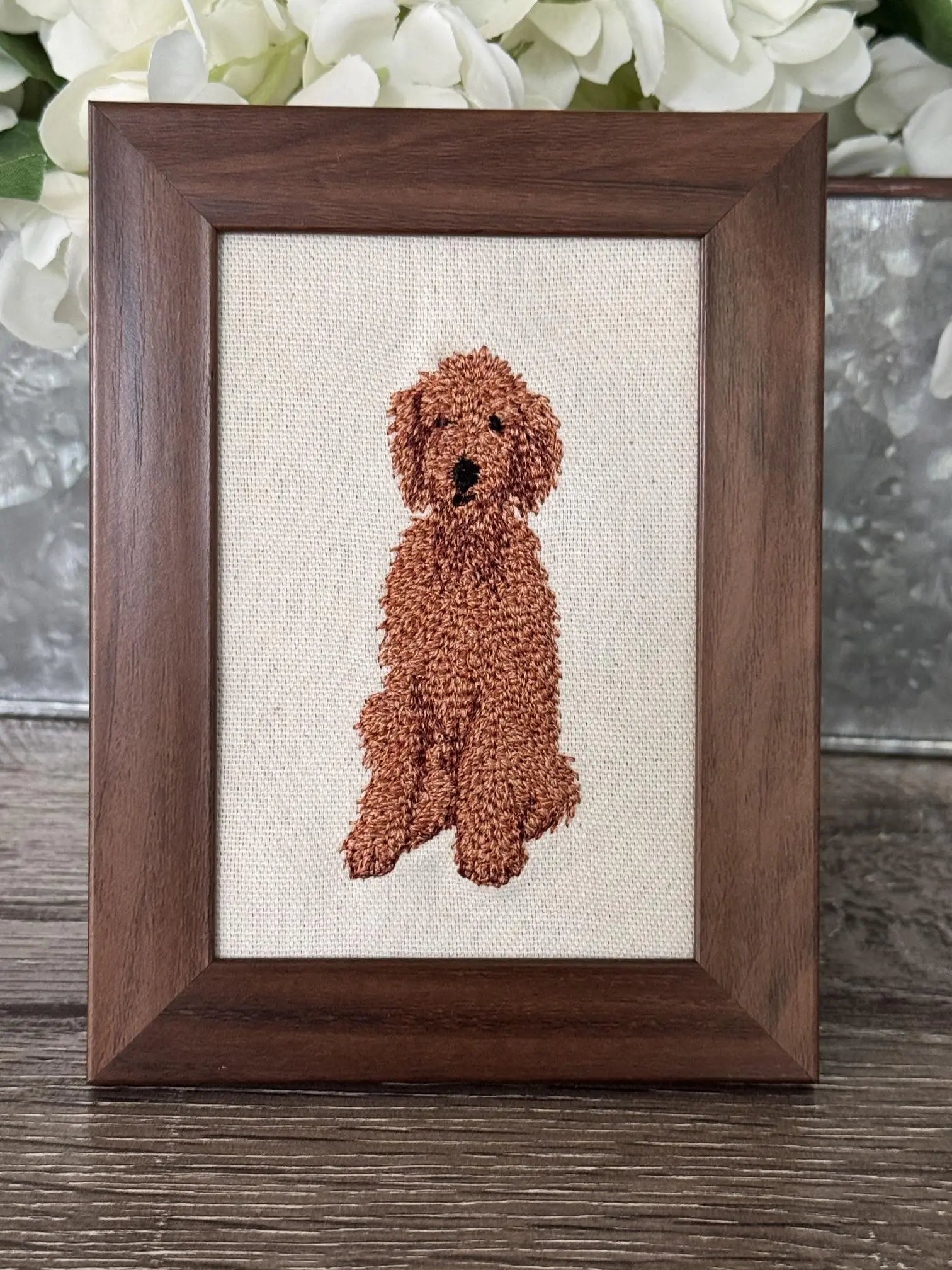 Red Poodle Doodle Dog Machine-Embroidered Framed Home Decor Ornament, Animal Character Speciality Plaque & Sign for Home-Office Tabletop Display, Other Designs & Breeds Available, Home Decor Ornaments, Animal Character Speciality Plaques & Signs