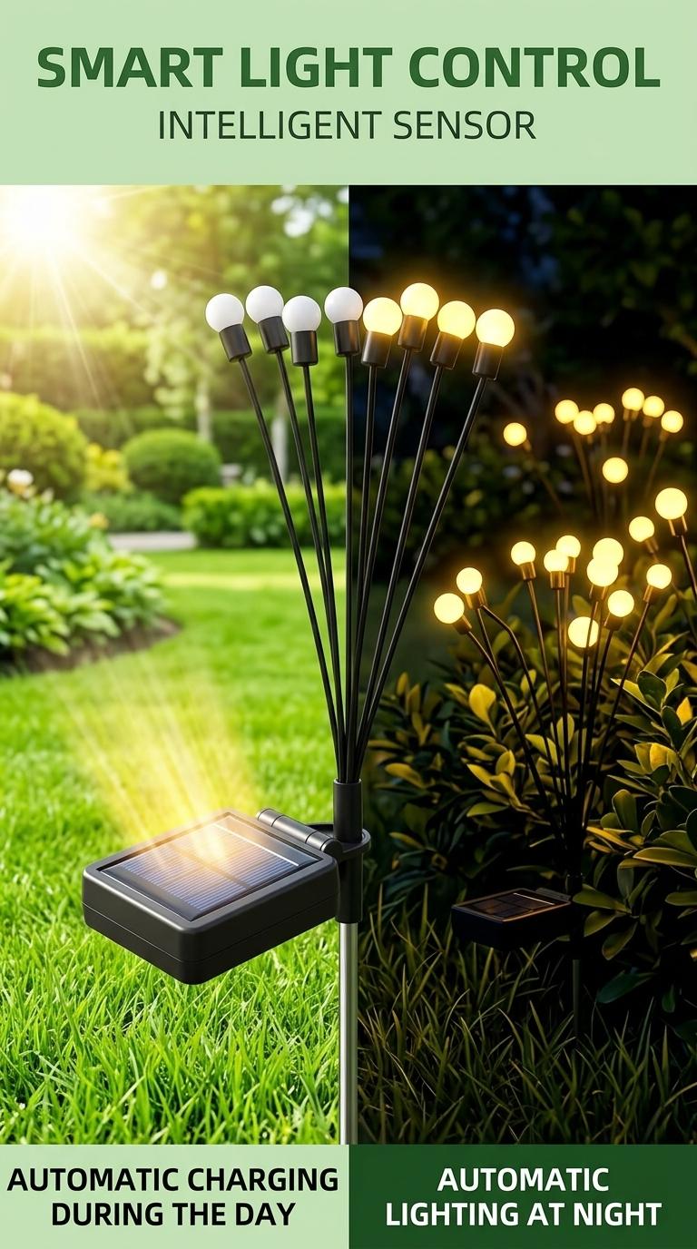 2-Pcs Solar Swaying Firefly Outdoor Lights - Waterproof Garden Decor for Pathway, Holiday, Gardens, with Festive Appeal, Ideal Gifts for Home Improvement Lighting Accessories