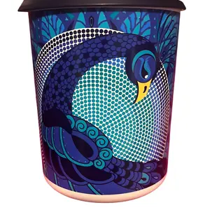 Tupperware Royal Peacock One Touch Canister - Kitchen Storage Bottle - Bottles, Tin