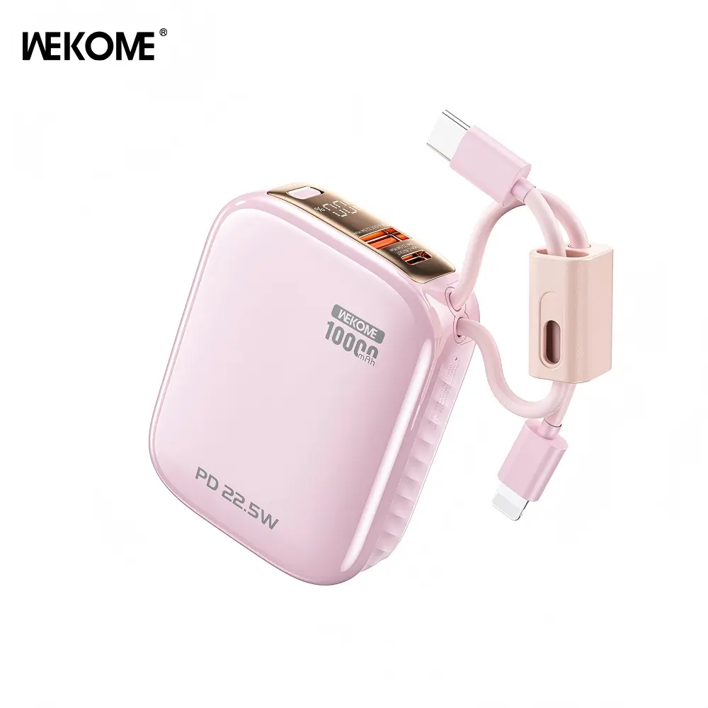 10000mAh 4-in-1 Mini Portable Power Bank for Phone 22.5W Fast Charger with 4 Outputs Digital Display Built-in Type-C & Lightning Ports Lightweight Compact Design.Small charger for purse,tiktok shop deals,mini travel products,portable chargers