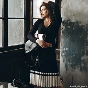 CHICWISH Women's Soft Knit Contrast Hem Wrap Midi Dress - Elegant Knit Dress, Midi Dress, Fall Winter Dress for Any Occasion, Festive Outfit, Party Dress, Casual Dress