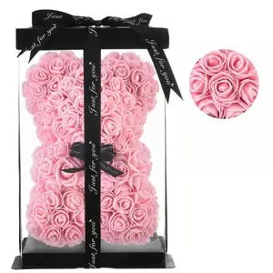 Artificial Flower Rose Bear, Rose Bear, Bear Flower, Forever Rose Immortal Flower Window Display, Anniversary Christmas Valentine'S Day Gift Modika