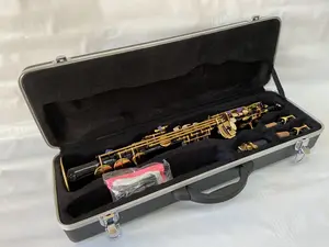 Professional Black Gold Soprano Straight Saxophone Sax