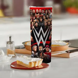 WWE Straight Tumbler Coffee Cup Travel Mug – Wrestling Fan Insulated Stainless Drinkware for Home, Office, Gym, Travel, Car, Outdoor, Camping, Hiking, Road Trip, Festival, Picnic, Beach, Daily Use