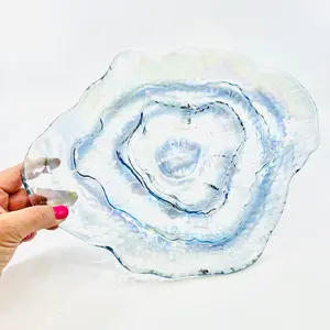 Glass Iridescent Fusion Platter, Oyster Shell 41