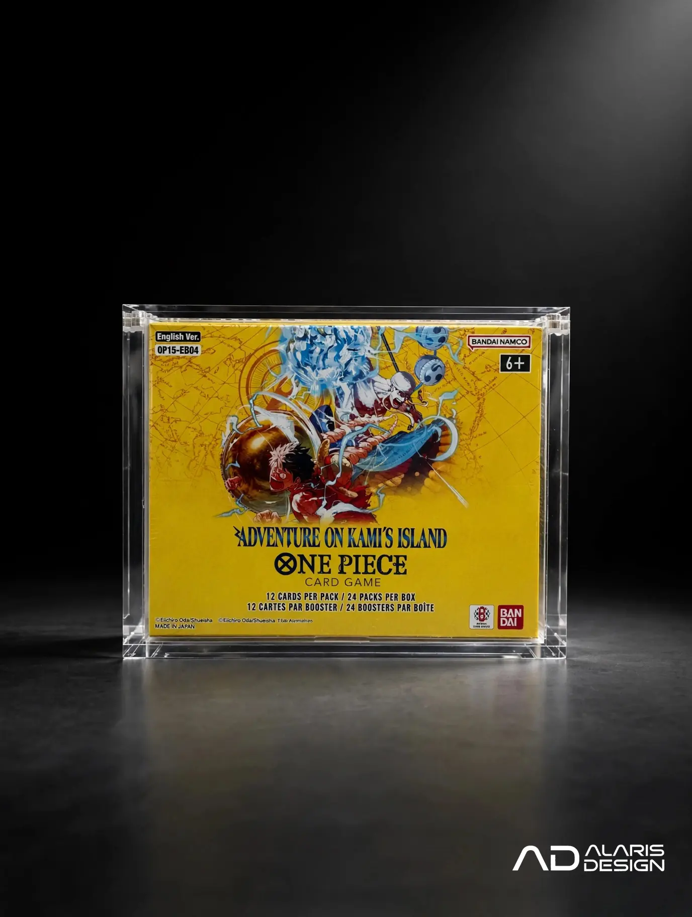 1-Piece Acrylic Case for OP04-16 Trading Card Booster Box, UV Protection, Extra Large Magnets, Sleek Modern Display for Collectors (Fits Card Sleeves & Toploaders)