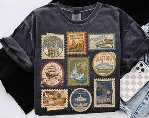 Vintage Theme Park Stamps T-shirt, Wildest Ride Happy Ever After Land Tee, Castle Stamps Shirt, Family Matching 2026 Trip Shirts