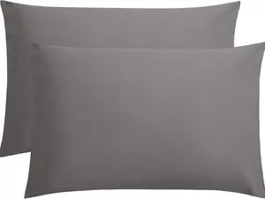 Pillow Cases Queen, Soft Microfiber Pillow Covers with Envelope Closure, Wrinkle Resistant Pillowcases, 2 Piece Set, 20x30, Dark Grey