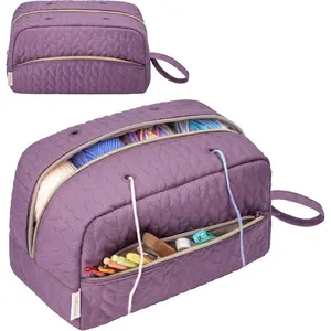 Crochet Yarn Bag Knitting Bag Storage for Crocheting Accessories Crochet Hook Case Organizer Gift for Crochet Lovers (Purple)