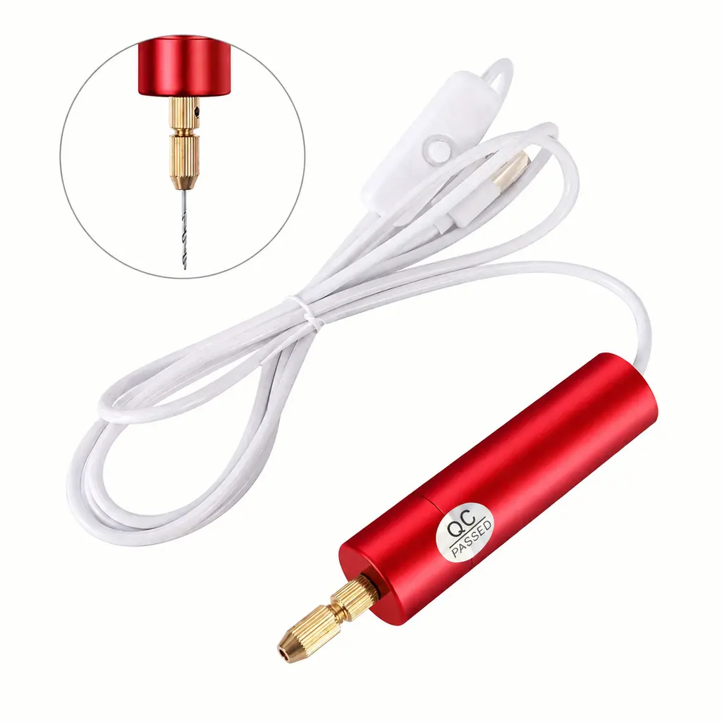 Mini Electric Drill Set for Resin Jewelry Making, 0.7-1.2mm Micro Handheld Craft Drill Tool for Epoxy Resin, Keychains, DIY Projects & ABS