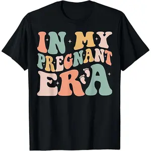 100% Cotton In My Pregnant Era Funny Pregnancy Announcement Pregnant T-Shirt