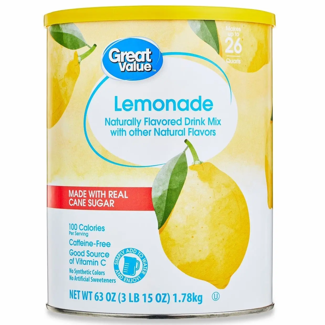Great Value Lemonade, Powders, 26 Quart Great Value Lemonade, Powders, 26 Quart