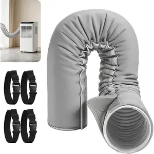 Portable AC Hose Insulation Sleeve with 4 Adjustable Straps, Portable Air Conditioner Hose Cover Wrap for 5" & 5.9" Diameter Exhaust Hose, Insulated Hoses Duct Vent Cover, Grey, 1 count