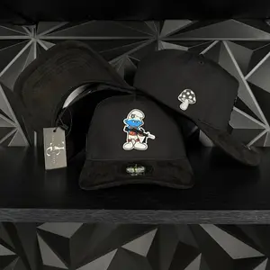 Pitufo SnapBack hat-black suede visor