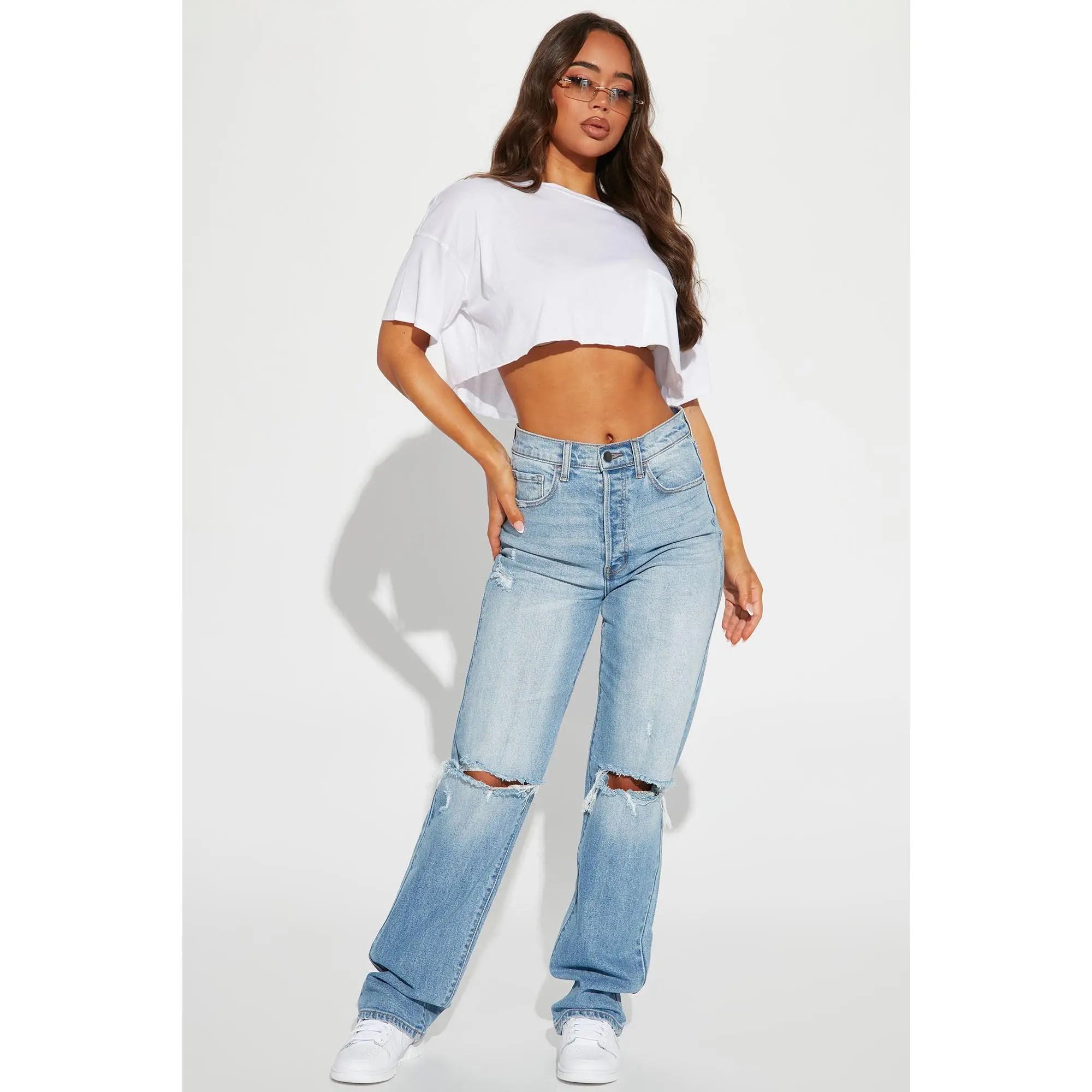 Tall As You Please Ripped Straight Leg Jeans - Light Blue Wash Tall As You Please Ripped Straight Leg Jeans - Light Blue Wash