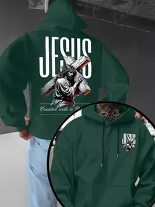 Men's Religious Theme Hoodie, Suitable for Faithful or Cultural Enthusiasts, Casual Daily Wear, Fall & Winter Fashion
