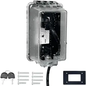 Weatherproof Electrical Outlet Cover with Lock, Proof Outlet Lock Box, Fits 2.6"H x 2.56"W or Smaller Plugs, Clear Outlet Cover Box Fit for Outdoor In-Use
