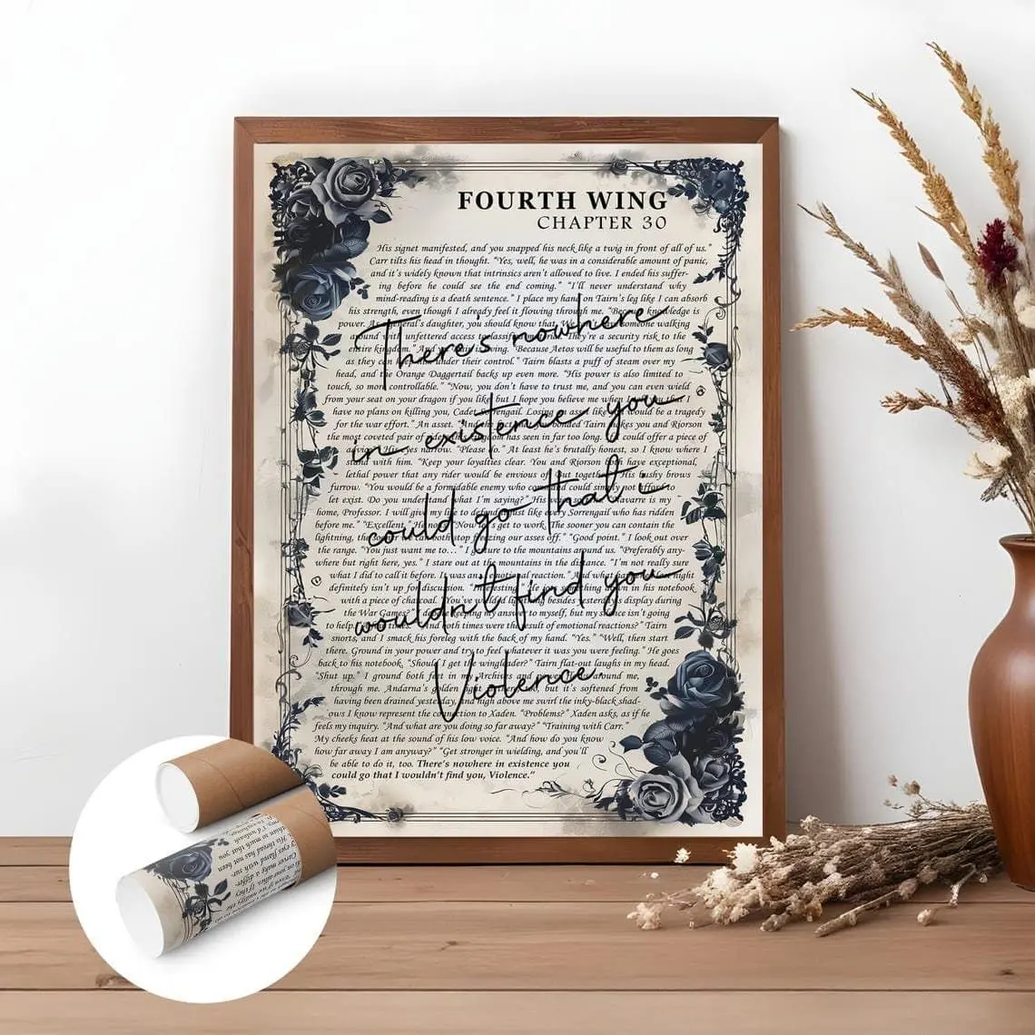 Fourth Wing Violet and Xaden Quote Unframed Poster - Fantasy Romance Wall Art Print - Basgiath War College Aesthetic - Bookish Decor for Dragon Rider Fans