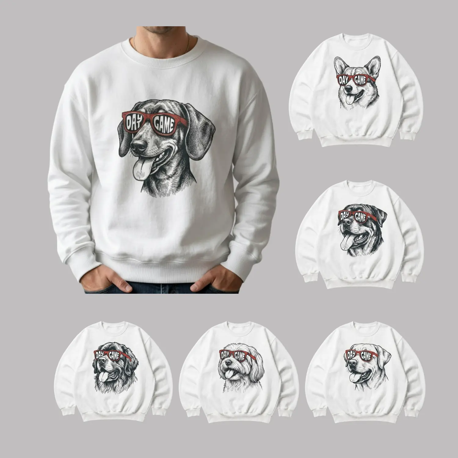 30+ Dog Breeds Game Day Sweatshirt, Football Dog Lover Crewneck, Vintage Sports Fan Sweatshirt, Dog Mom Football Season Pullover