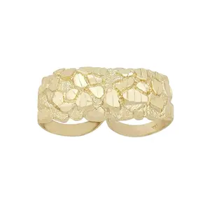 Gold Plated Nugget Two Finger Ring Vintage Ring