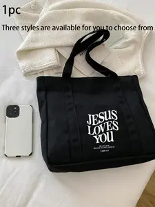 Letter Print Shopping Bag, Multi-Pocket Casual Backpack, Vintage Letter Design, Large Capacity, Perfect for Outdoor, Travel, School, Casual Tote Bag, Tote Handbag