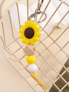 Sunflower Beaded Keychain Jewelry, Cute Beads with Soft Sunflower Pendant, Perfect Gift for Friends, Mom, Thanksgiving Day