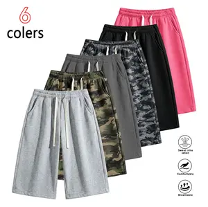 Men's 3/4 sweatpants Sports Shorts Breathable Quick Dry Running Workout Shorts Cropped Casual Activewear for Gym Training Spring Summer Menswear Trouser Tropical Operator Beige Plain