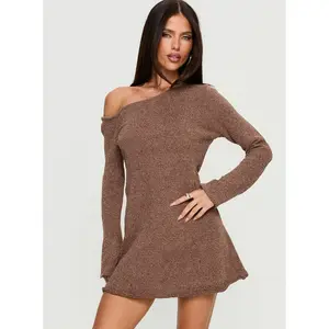 Jaede Off Shoulder Knit Mini Dress Mocha
