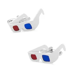 3D Glasses Cufflinks - Unique Design with Red and Blue Lenses for Stylish Wear