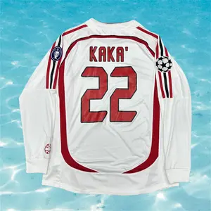 2006 2007 Away Retro White No.22 Kaka Long Sleeved Soccer Jersey