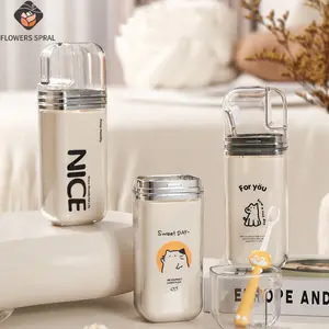 Three-In-One Simple Travel Mouthwash Cup, Cute Cartoon Toothbrush Holder, Portable Dental Care Set for Home Use