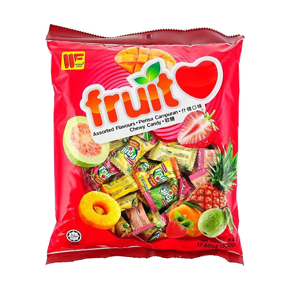 WONDER FOOD Malaysian Assorted Fruit Gummy Candy 500g - Chewy Tropical Flavors Snack