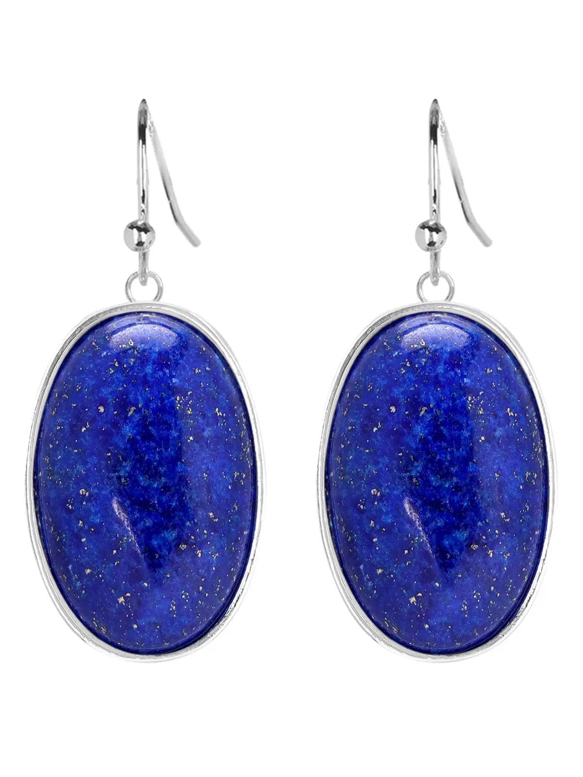 Lapis lazuli Oval Cabochon Statement Earrings, Handmade Jewelry, Gift For Her, Handcrafted Elegance
